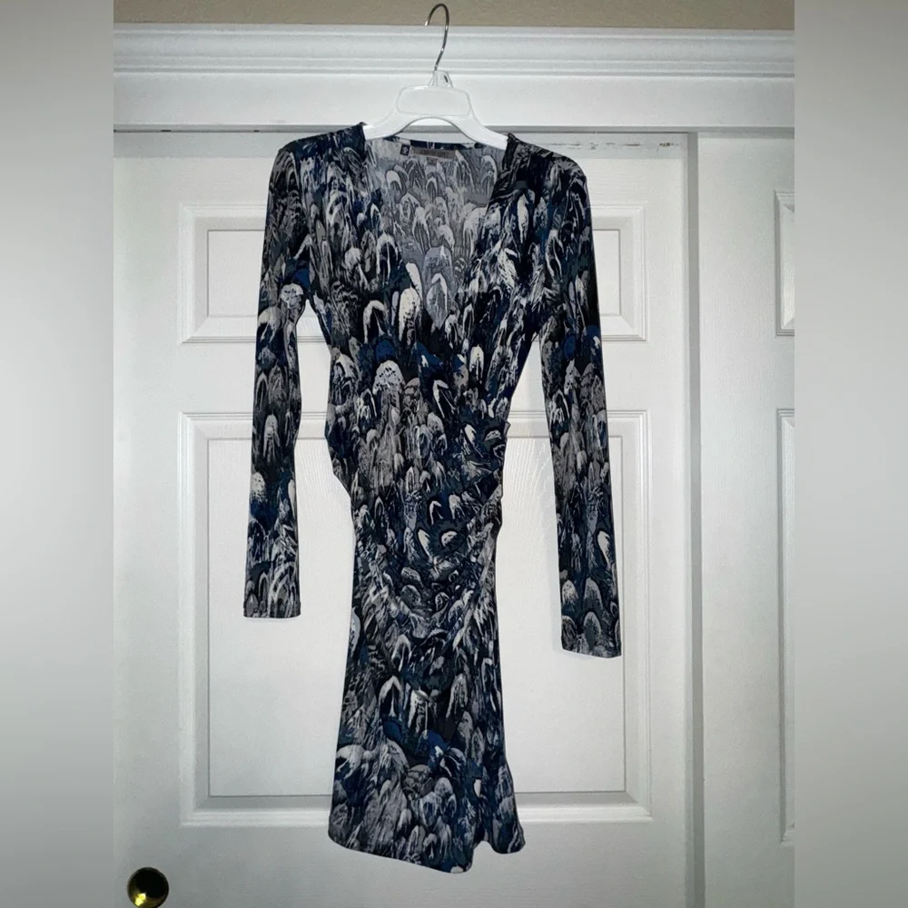Jennifer Lopez Blue, Gray and Black Long Sleeve Dress - Picture 4 of 9